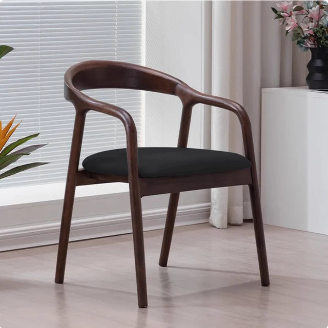 Solid Wood & Leather Accent Chair