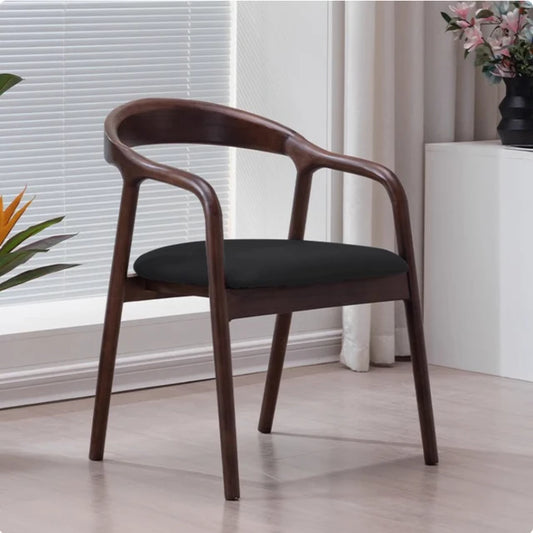 Solid Wood & Leather Accent Chair