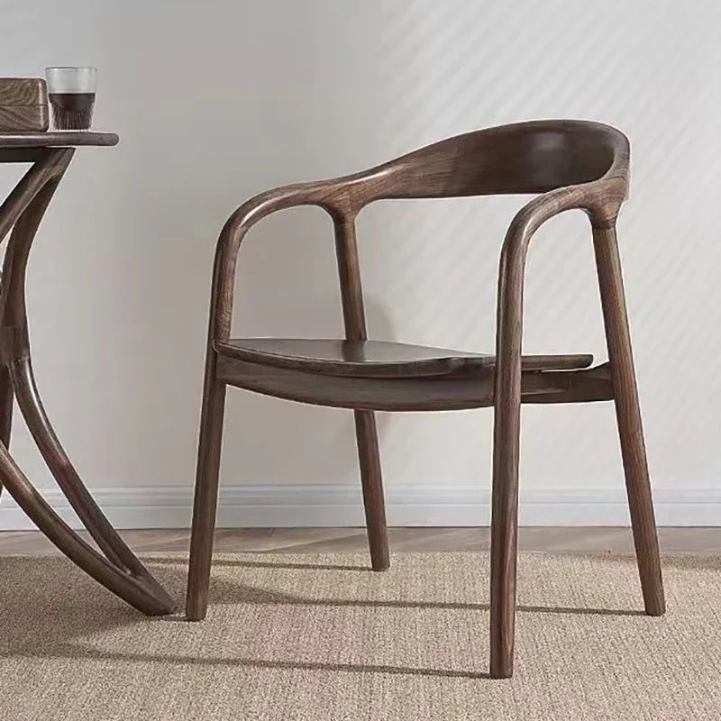 Solid Wood & Leather Accent Chair