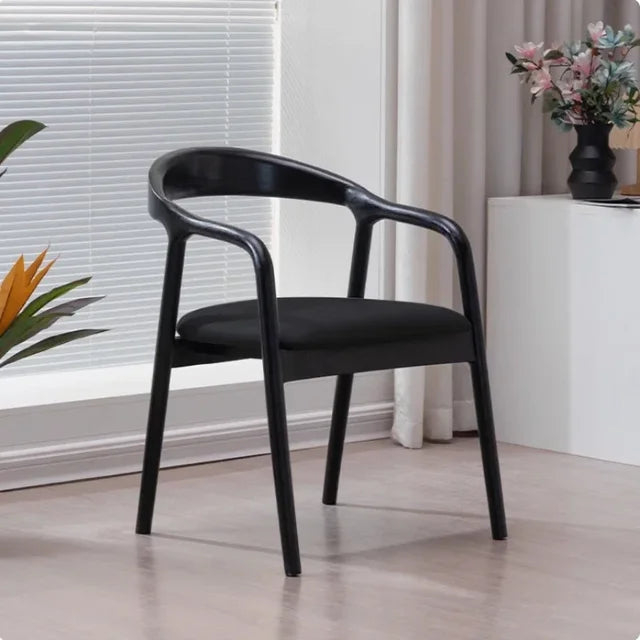 Solid Wood & Leather Accent Chair