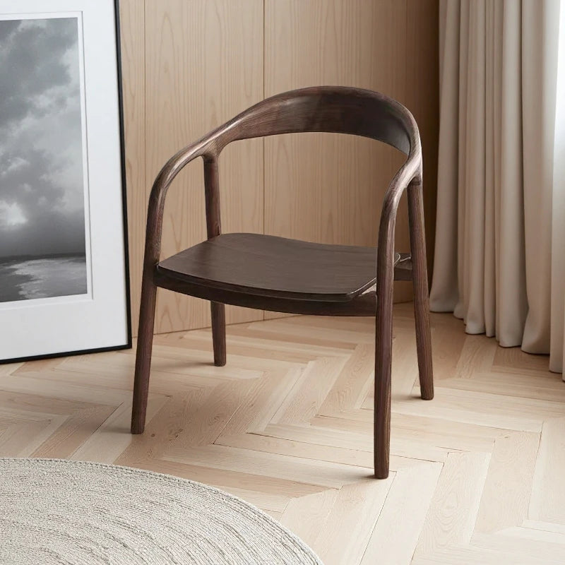 Solid Wood & Leather Accent Chair