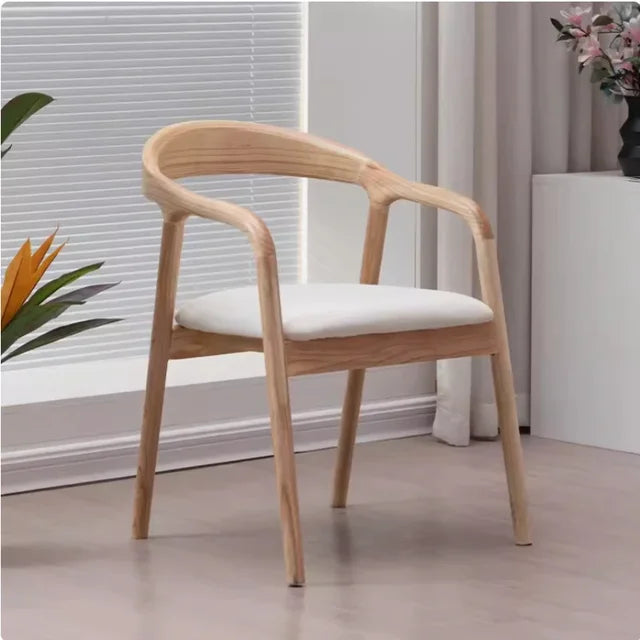 Solid Wood & Leather Accent Chair