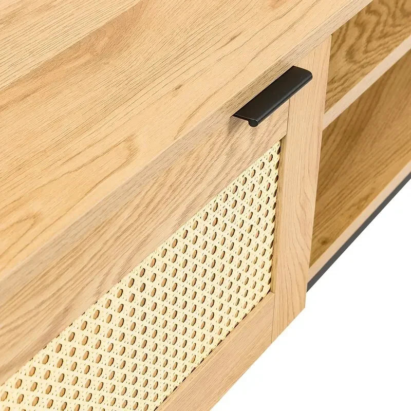 Media Console with Rattan Doors