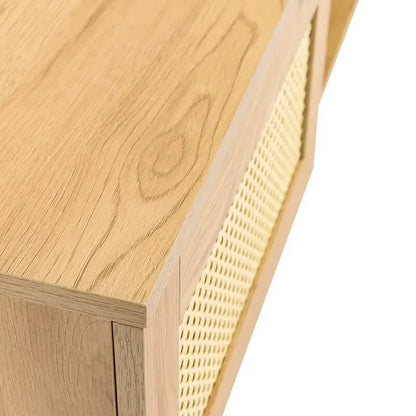 Media Console with Rattan Doors